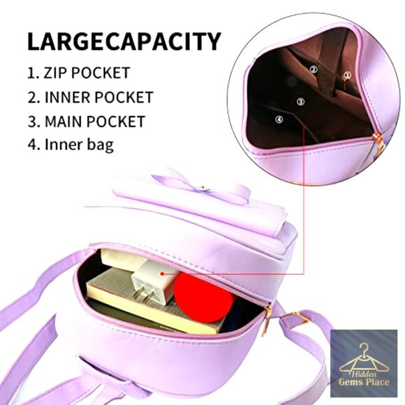 Mini Leather Backpack Set with Crossbody Bag and Purse, 3-Piece